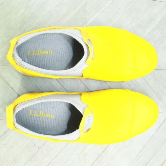 LL Bean Wellies Yellow Rubber Slip On Rugged Waterproof Rain Boots Size 8 M - Picture 7 of 9